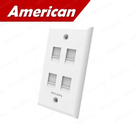 صفحه دیواری ۴ پورت عمودی با درپوش به رنگ سفید - صفحه دیواری کابل اترنت با درپوش